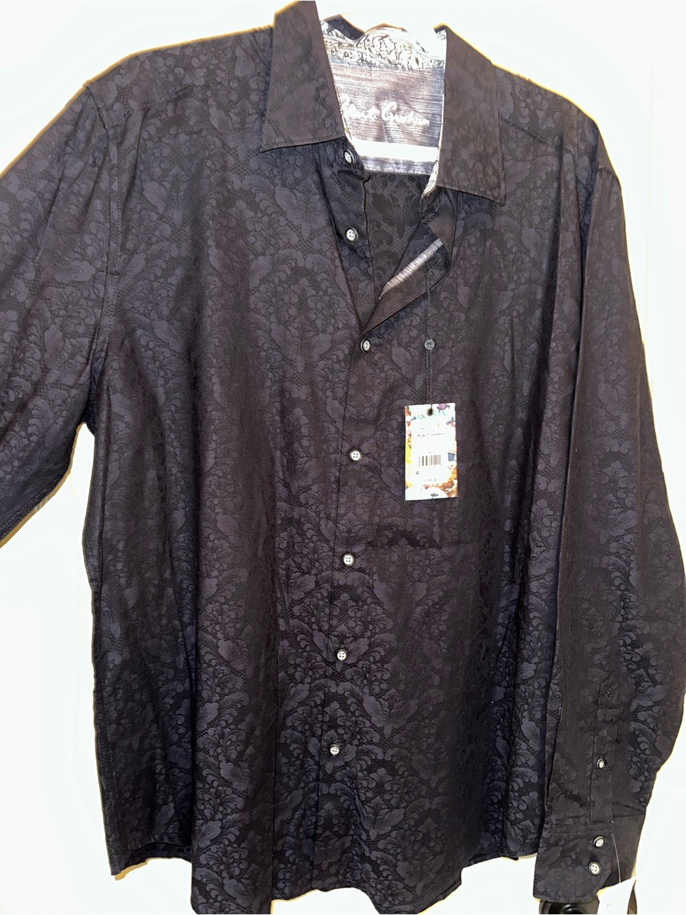 Robert Graham Black Floral Jacquard Dress Shirt